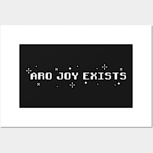 Aro Joy Exists - Aromantic Pride Pixel Art (lite text) Posters and Art